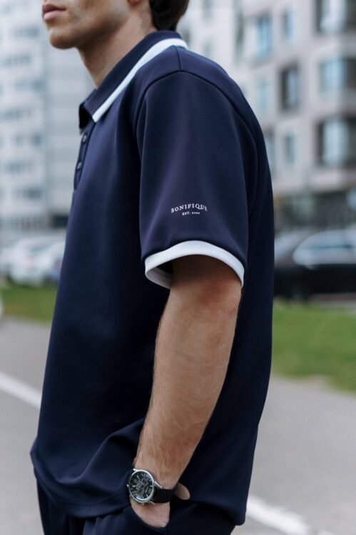 Футболка мужская POLO синий - белый — фото 2