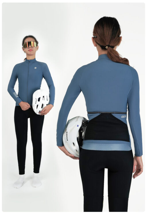 Велоджерси All Day Women Fleece Long Sleeve Jersey Grey Blue